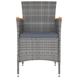 Garden Dining Chairs 4 pcs Poly Rattan Grey - Side View