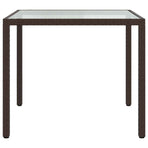 Garden Table 90x90x75 cm Tempered Glass and Poly Rattan Brown