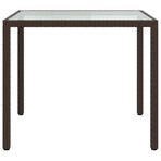 Garden Table 90x90x75 cm Tempered Glass and Poly Rattan Brown