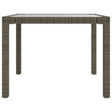 Garden Table 90x90x75 cm Tempered Glass and Poly Rattan Grey