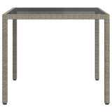 Garden Table 90x90x75 cm Tempered Glass and Poly Rattan Grey