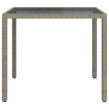 Garden Table 90x90x75 cm Tempered Glass and Poly Rattan Grey