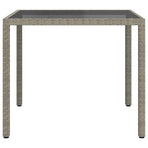 Garden Table 90x90x75 cm Tempered Glass and Poly Rattan Grey