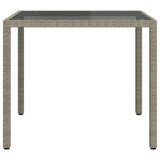 Garden Table 90x90x75 cm Tempered Glass and Poly Rattan Grey - Top-Down View