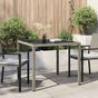 Garden Table 90x90x75 cm Tempered Glass and Poly Rattan Grey
