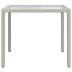 Garden Table 90x90x75 cm Tempered Glass and Poly Rattan White