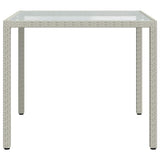 Garden Table 90x90x75 cm Tempered Glass and Poly Rattan White - Side View