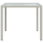 Garden Table 90x90x75 cm Tempered Glass and Poly Rattan White