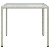 Garden Table 90x90x75 cm Tempered Glass and Poly Rattan White - Top-Down View