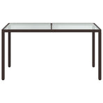 Garden Table 150x90x75 cm Tempered Glass and Poly Rattan Brown