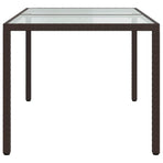 Garden Table 150x90x75 cm Tempered Glass and Poly Rattan Brown