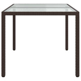 Garden Table 150x90x75 cm Tempered Glass and Poly Rattan Brown - Top-Down View