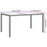 Garden Table 150x90x75 cm Tempered Glass and Poly Rattan Brown - Close-Up Angle