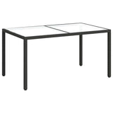 Garden Table 150x90x75 cm Tempered Glass and Poly Rattan Black