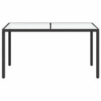 Garden Table 150x90x75 cm Tempered Glass and Poly Rattan Black
