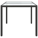 Garden Table 150x90x75 cm Tempered Glass and Poly Rattan Black