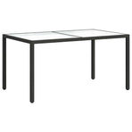 Garden Table 150x90x75 cm Tempered Glass and Poly Rattan Black