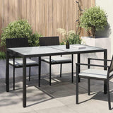 Garden Table 150x90x75 cm Tempered Glass and Poly Rattan Black