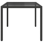 Garden Table 150x90x75 cm Tempered Glass and Poly Rattan Black