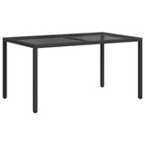 Garden Table 150x90x75 cm Tempered Glass and Poly Rattan Black