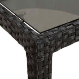 Garden Table 150x90x75 cm Tempered Glass and Poly Rattan Black - Rear View