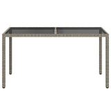 Garden Table 150x90x75 cm Tempered Glass and Poly Rattan Grey