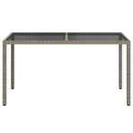 Garden Table 150x90x75 cm Tempered Glass and Poly Rattan Grey