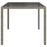 Garden Table 150x90x75 cm Tempered Glass and Poly Rattan Grey