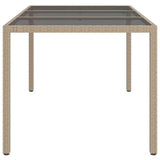 Garden Table 150x90x75 cm Tempered Glass and Poly Rattan Beige - Top-Down View