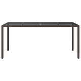 Garden Table Brown 190x90x75 cm Tempered Glass and Poly Rattan - Side View