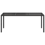 Garden Table Black 190x90x75 cm Tempered Glass and Poly Rattan