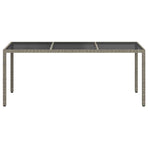 Garden Table Grey 190x90x75 cm Tempered Glass and Poly Rattan