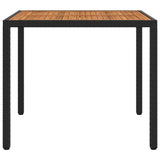 Garden Table 90x90x75 cm Poly Rattan and Acacia Wood Black