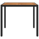 Garden Table 90x90x75 cm Poly Rattan and Acacia Wood Black