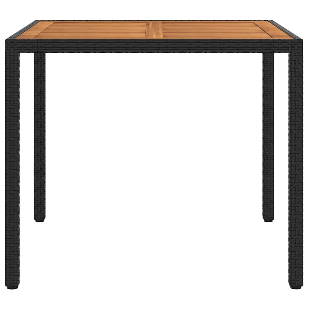 Garden Table 90x90x75 cm Poly Rattan and Acacia Wood Black