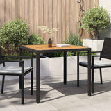 Garden Table 90x90x75 cm Poly Rattan and Acacia Wood Black