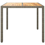 Garden Table 90x90x75 cm Poly Rattan and Acacia Wood Grey - Side View