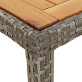 Garden Table 90x90x75 cm Poly Rattan and Acacia Wood Grey - 45-Degree Angle