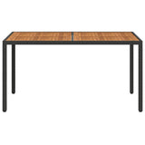 Garden Table 150x90x75 cm Poly Rattan and Acacia Wood Black