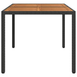 Garden Table 150x90x75 cm Poly Rattan and Acacia Wood Black