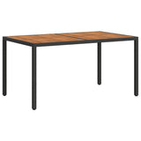 Garden Table 150x90x75 cm Poly Rattan and Acacia Wood Black - 45-Degree Angle