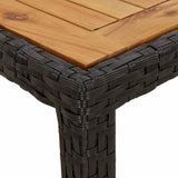 Garden Table 150x90x75 cm Poly Rattan and Acacia Wood Black - Rear View
