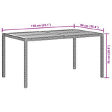 Garden Table 150x90x75 cm Poly Rattan and Acacia Wood Black