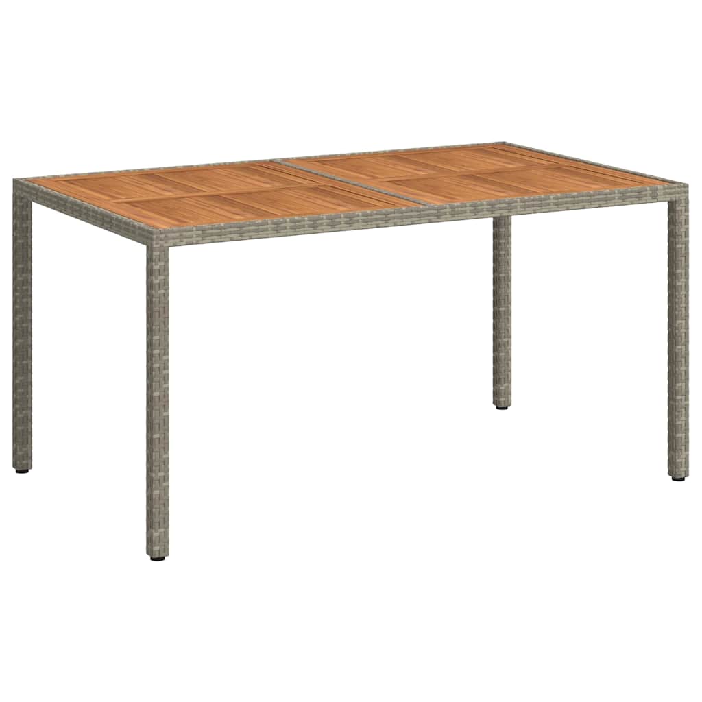 Garden Table 150x90x75 cm Poly Rattan and Acacia Wood Grey
