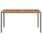 Garden Table 150x90x75 cm Poly Rattan and Acacia Wood Grey