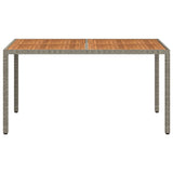 Garden Table 150x90x75 cm Poly Rattan and Acacia Wood Grey - Side View