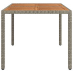 Garden Table 150x90x75 cm Poly Rattan and Acacia Wood Grey
