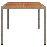 Garden Table 150x90x75 cm Poly Rattan and Acacia Wood Grey - Top-Down View