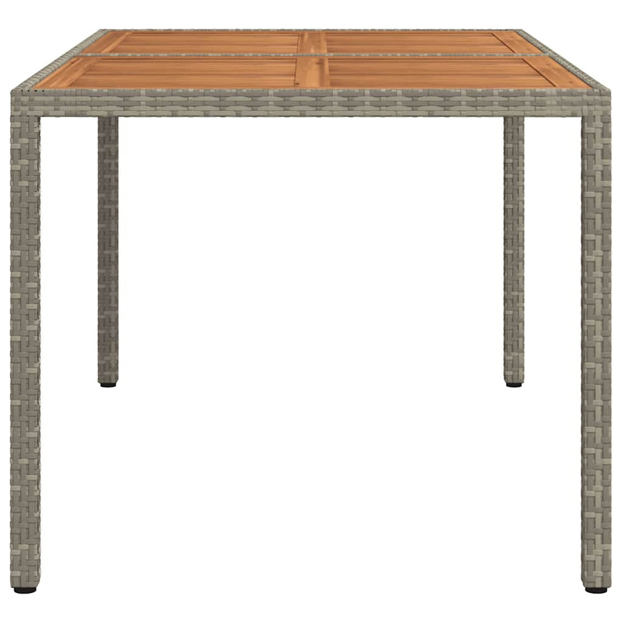 Garden Table 150x90x75 cm Poly Rattan and Acacia Wood Grey