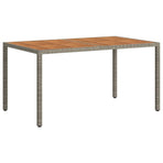Garden Table 150x90x75 cm Poly Rattan and Acacia Wood Grey